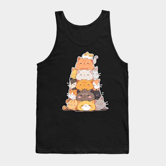 Cottagecore Kawaii Anime Cat Gifts Girls Womens Funny Cat Tank Top by KsuAnn